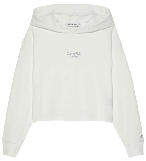 Calvin Klein Hættetrøje - Stack Logo Overlap - Bright White