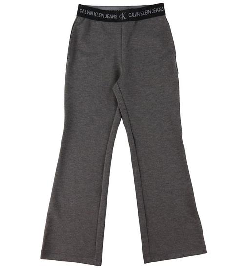 Calvin Klein Bukser - Punto Logo Tape Flare - Mørkegråmeleret