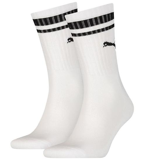 Puma Strømper - Regular Crew - 2-pak - Hvid m. Sorte Striber