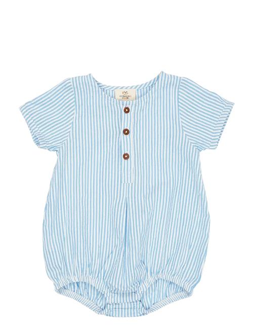 Seersucker Romper W. Sleeves Copenhagen Colors Blue