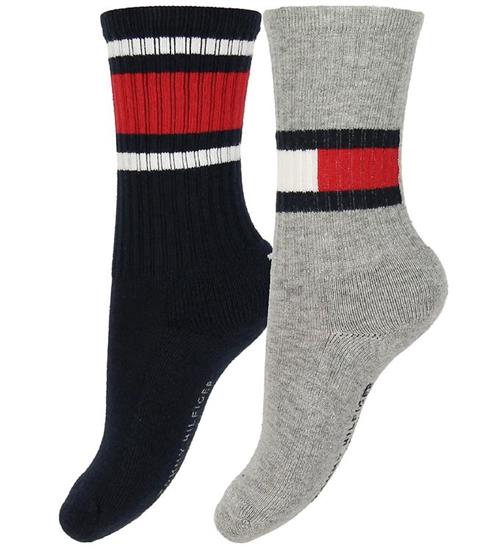 Tommy Hilfiger Strrømper - 2-pak - Flag - Navy/Grå