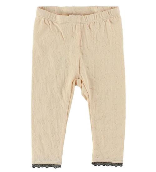 En Fant Leggings - Lys Fersken m. Hulmønster