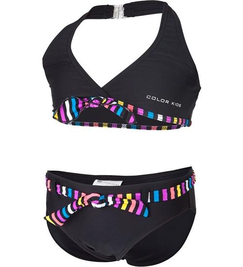 Se Color Kids Bikini - Sort m. Striber ved KidsWorld