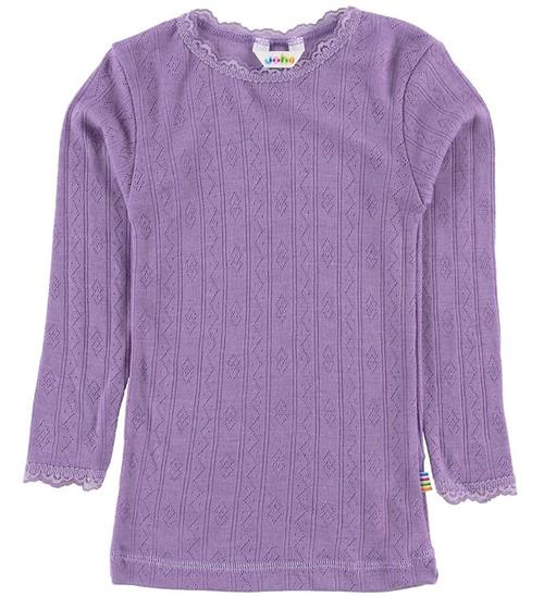 Joha Bluse - Uld/Silke - Lilla m. Hulmønster