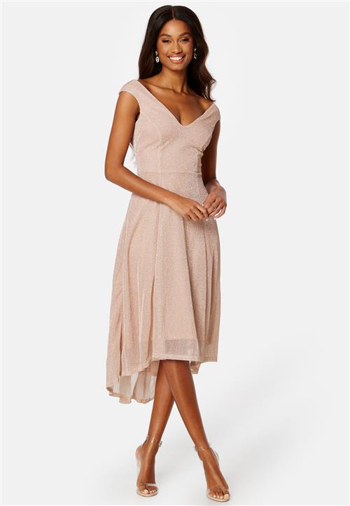 Goddiva Glitter High Low Midi Dress