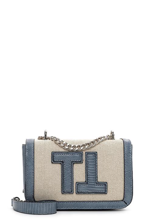 Tamaris Skuldertaske 'Fatima'  blue denim / lysegrå
