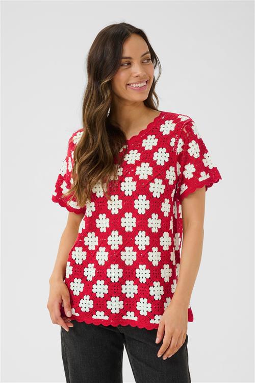 Cream Bluse 'Kip'  rød / hvid