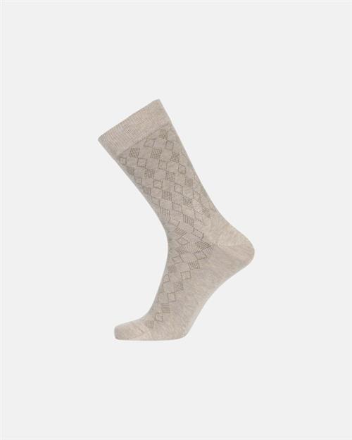 "Regular" strømpe | bomuld | beige med mønster