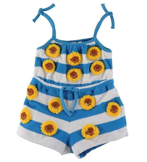 Stella McCartney Kids Sommerdragt - Blå/Hvidstribet m. Blomster