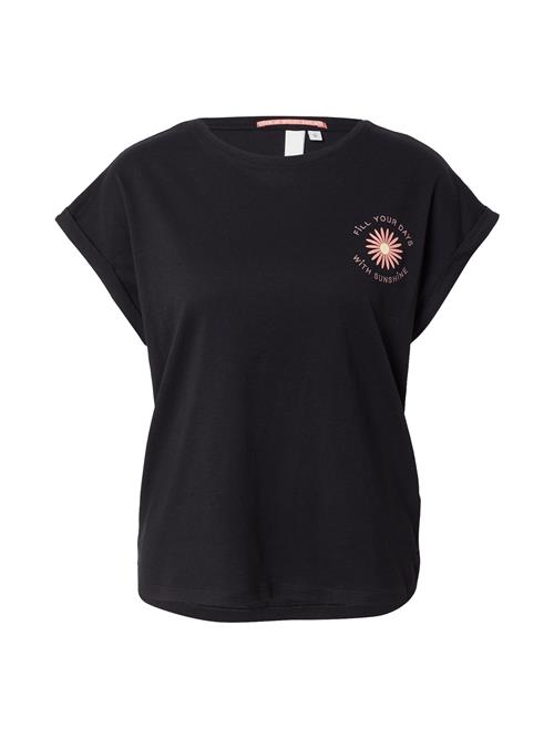 QS Shirts  lysegul / lys pink / sort