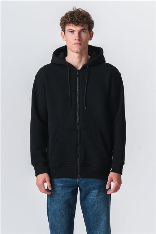 Relaxed Zip Hoodie - Sort - XL - TeeShoppen