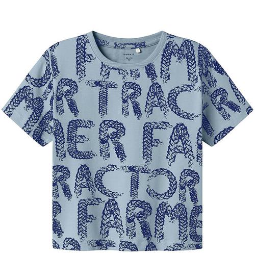 Name It T-shirt - NmmLeander - Dusty Blue m. Bogstaver