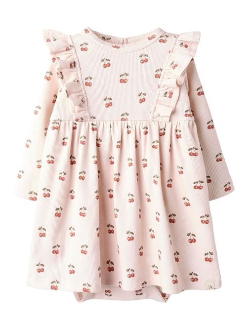 NAME IT Kjole  græsgrøn / pink / kirsebærsrød
