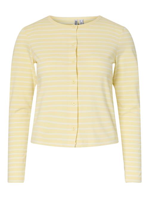 PIECES Cardigan 'PCMonique'  pastelgul / hvid