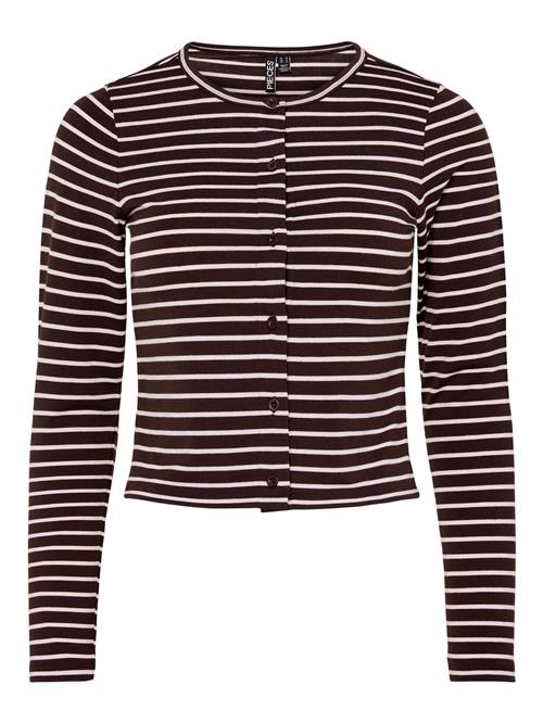 Se PIECES Cardigan 'PCMONIQUE'  choko / hvid ved About You