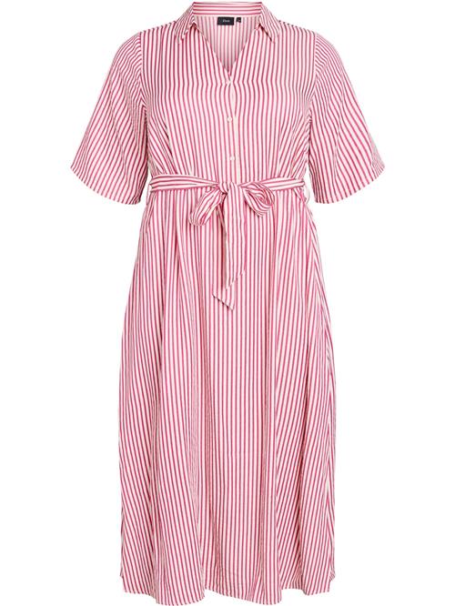Zizzi Blusekjole 'Canavas'  pink / hvid