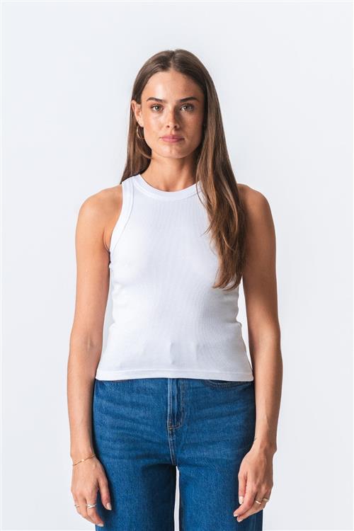 Ribbed Top - Hvid - M - TeeShoppen