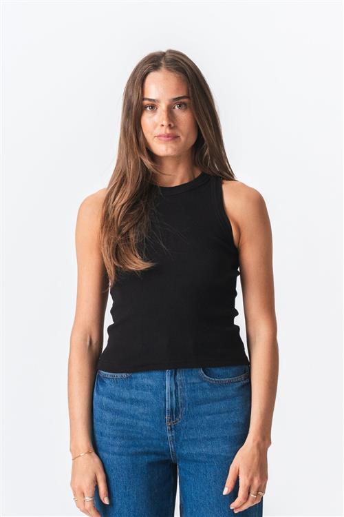 Ribbed Top - Sort - XL - TeeShoppen