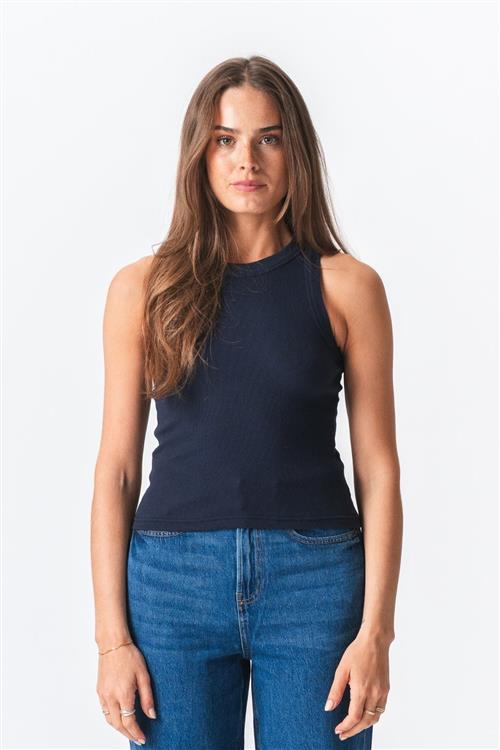 Ribbed Top - Blå - L - TeeShoppen