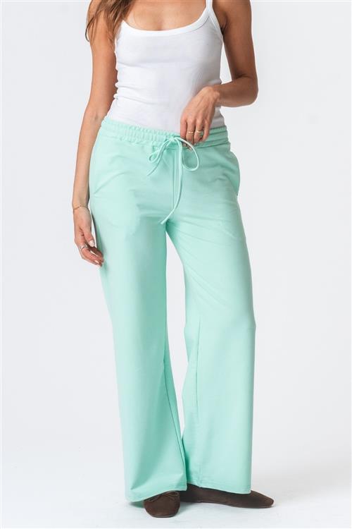 Sweatpants Wide - Støvet Grøn - M - TeeShoppen