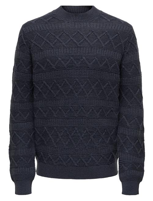 Se Onswade Reg 5 Struc Crew Neck Knit ONLY & SONS Navy ved Booztlet