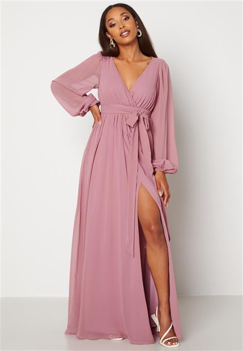 Goddiva Long Sleeve Chiffon Dress