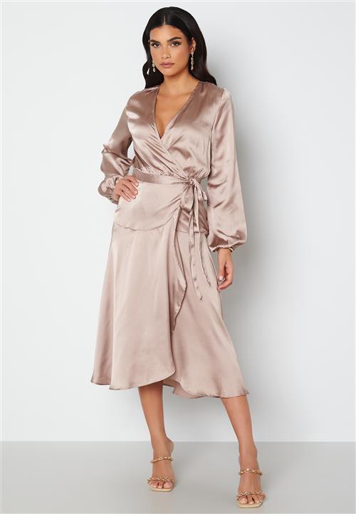 Bubbleroom Occasion Priya Satin Wrap Midi Dress