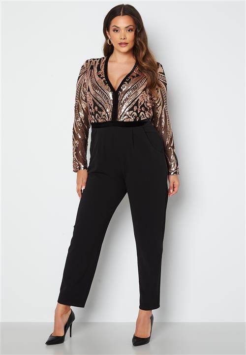 Goddiva Curve Sequin Bodice Jumpsuit