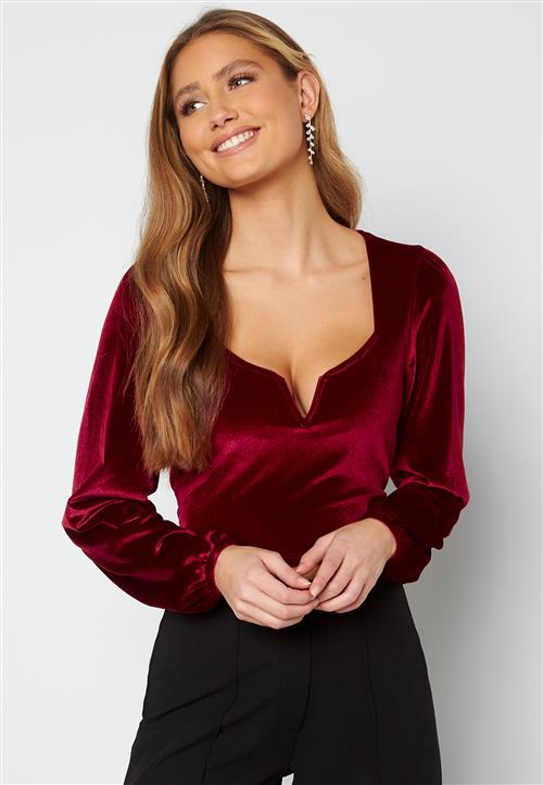 BUBBLEROOM Rudina puff sleeve velvet top
