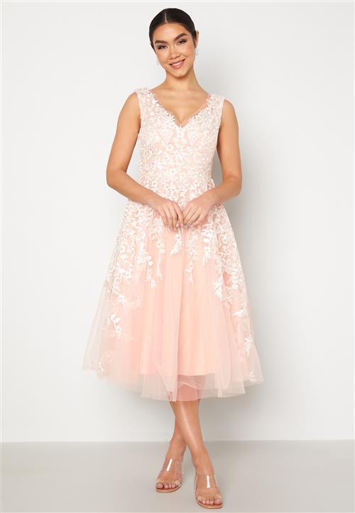 Goddiva Bardot Embroidered Midi Dress