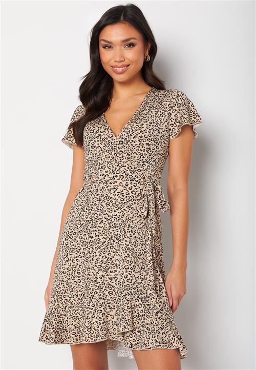 BUBBLEROOM Naomi wrap mini flounce dress