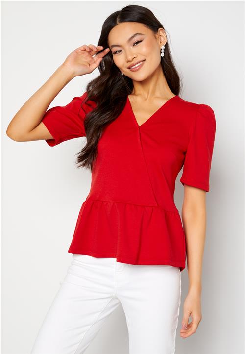 Happy Holly Madeleine peplum top
