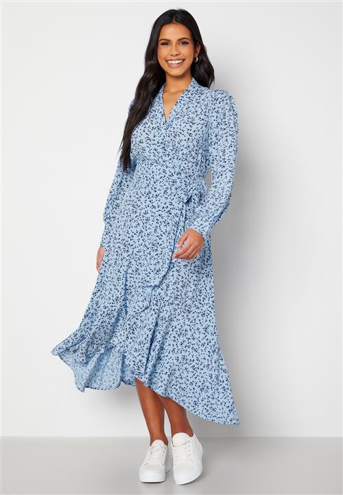 YAS Clora LS Midi Wrap Dress