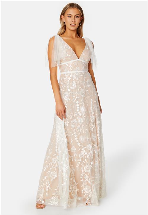 Goddiva Embroidered Lace Flutter Maxi Dress