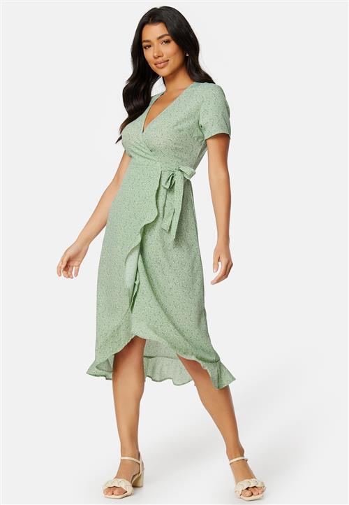 BUBBLEROOM Flounce Midi Wrap Dress