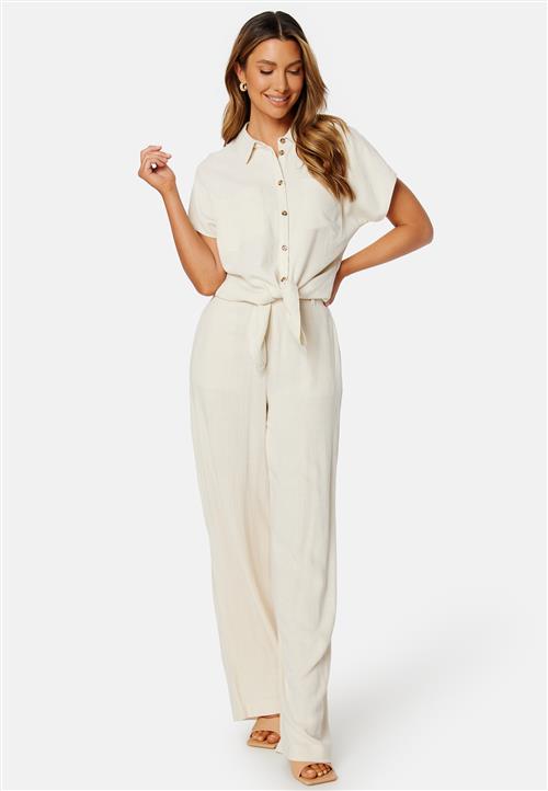 Pieces Vinsty SS Linen Tie Shirt