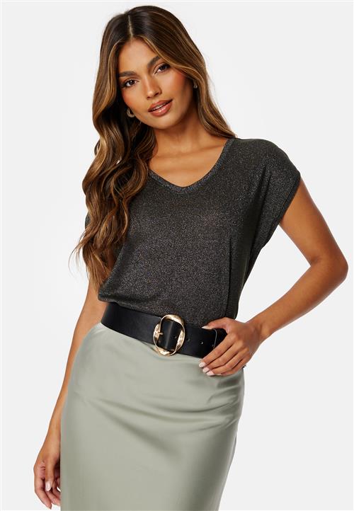 ONLY Onlsilvery S/S V Neck Lurex Top
