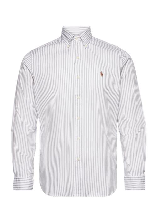 Se Custom Fit Striped Stretch Oxford Shirt Polo Ralph Lauren Grey ved Booztlet