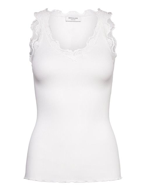 Rwbeatha Silk Sl V-Neck Lace Top Rosemunde White