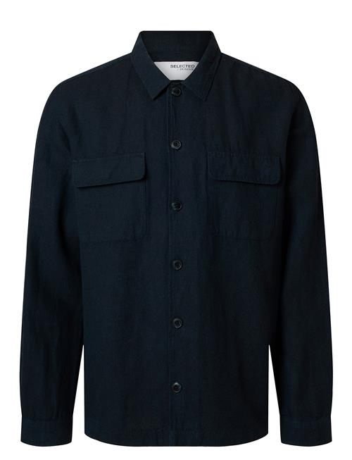 Slh-Leroy Linen Blend Overshirt Ls Noos Selected Homme Navy