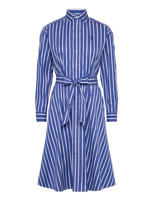 Belted Wide-Stripe Cotton Shirtdress Polo Ralph Lauren Blue