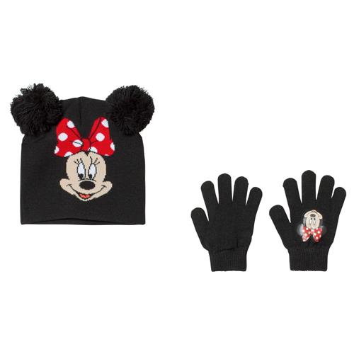 Disney Disney Minnie Mouse Hat and Glove Set Black 3-6 Y    3-6 år  kvinde