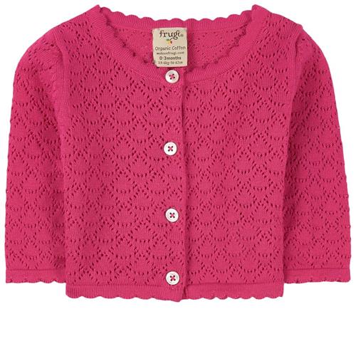Frugi Pea Pointelle Cardigan Rich Pink 0-3 months    0-3 måneder  kvinde
