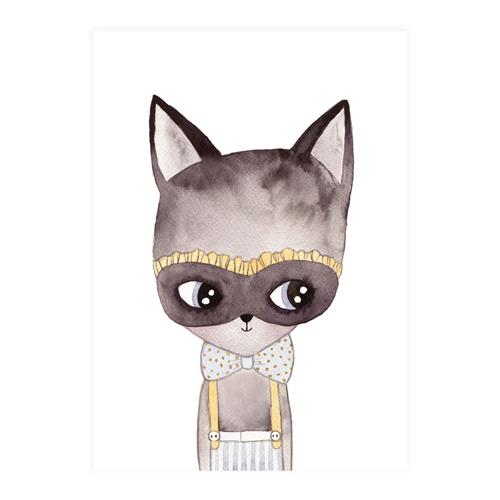 XO Posters Poster Cat With Mask One Size  Grå  One Size  Unisex