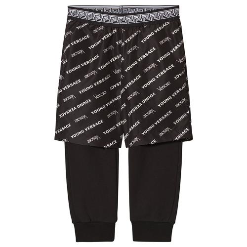 Versace Black Logo Print Shorts and Sweat Pants Set 7 Y    7 år  mand