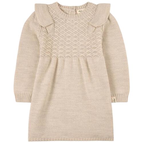 Little Jalo Flounce Strikkjole Cremefarvet 80 cm  Creme  80 cm  kvinde