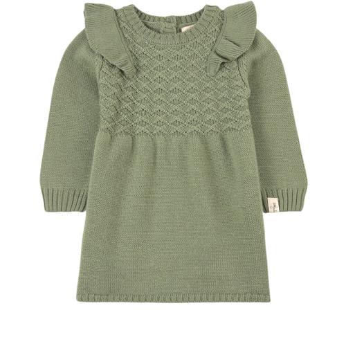 Little Jalo Flounce Strikkjole Khaki 56 cm  Grøn  56 cm  kvinde