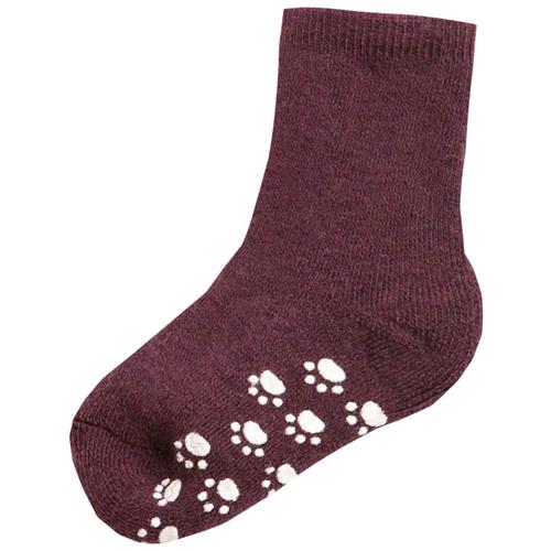 Joha Wool sock w.anti-slip Auberg Melange 23-26 EU  Rød  23-26 EU  Unisex