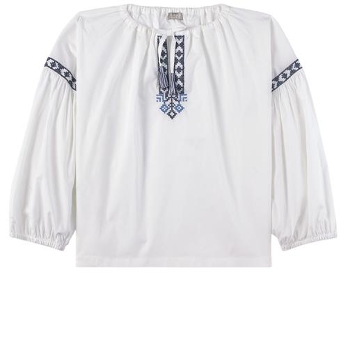 Il Gufo Broderet Bluse Hvid 8 Y  Hvid  8 år  kvinde