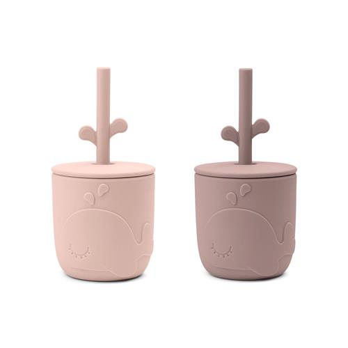 Done by Deer 2-pak Peekaboo Wally Krus Med Sugerør Pulver pinke One Size      Unisex
